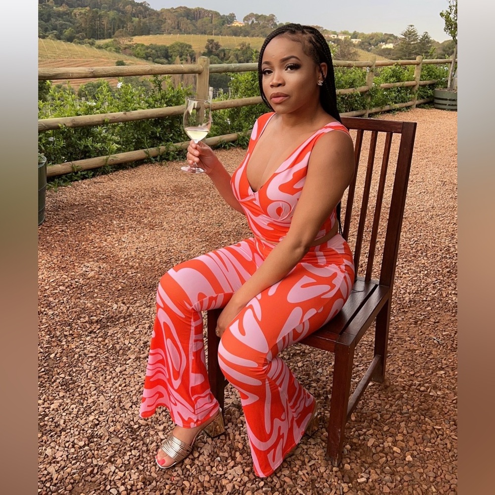 Women's Pink & Orange Printed Two-Piece Set - Picture 6 of 6